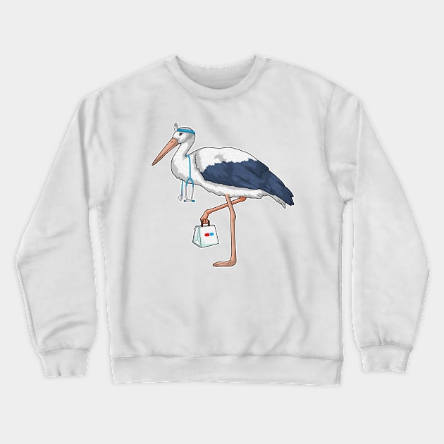 Stork Doctor Stethoscope Crewneck Sweatshirt by Markus Schnabel